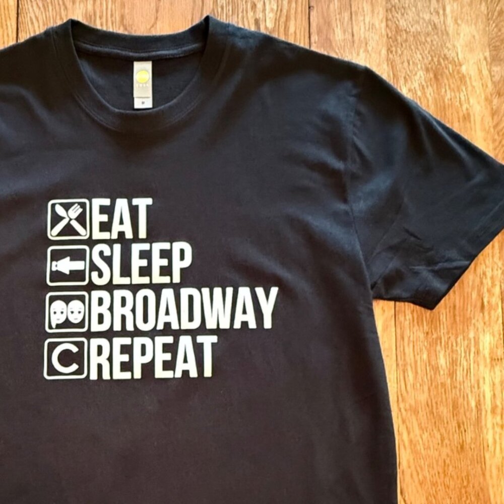 Eat Sleep Broadway Repeat T Shirt Size M Black Theater Graphic Tee - Picture 2 of 8